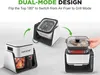 A dual-mode air fryer and grill is shown in different configurations. Produktbild-Vorschau