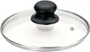 A glass pot lid with a black handle. Podgląd zdjęcia produktu