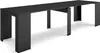 A long, dark, modern dining table with two sets of legs. Anteprima dell’immagine prodotto
