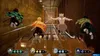 Four characters from the anime Demon Slayer are running down a corridor in a video game. Produktbild-Vorschau