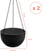 2.06 Blumenampel RATTAN mit schwarzer Kette - 2er Set / Produktbild-Vorschau 2