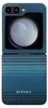 A flip phone case with a planet graphic on the top half and a striped pattern on the bottom half. Anteprima dell’immagine prodotto