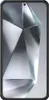 A black smartphone case with a geometric abstract wallpaper on the screen. Produktbild-Vorschau