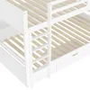 Close-up view of a white bunk bed frame with wooden slats and a drawer. Anteprima dell’immagine prodotto