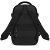 The back view of a black backpack against a white background. Produktbild-Vorschau