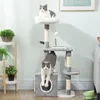 PawHut Kratzbaum 107 cm Katzenturm mit Höhle Plüschballen Produktbild-Vorschau 2