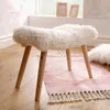Hocker Kuschelfell Kunstfell creme weiß Holzbeine Produktbild-Vorschau 6
