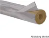 A close-up, angled view of a section of pipe insulation, showing the inner rockwool material and the outer silver foil. Produktbild-Vorschau