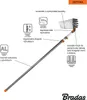 A diagram illustrating the features of a fruit picker with a telescopic handle. Produktbild-Vorschau
