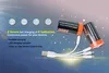 A marketing image showing two rechargeable batteries with a charging cable connected to them, against a gradient background with light effects. Náhled obrázku produktu