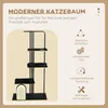 A diagram showcasing a modern cat tree with descriptive text and icons highlighting its features. Náhľad obrázku produktu