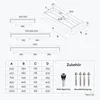 Technical drawings and a size chart for a washbasin. Produktbild-Vorschau