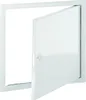 A white access door with its door slightly ajar, mounted on a white background. Anteprima dell’immagine prodotto