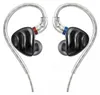 A pair of black in-ear monitor headphones with silver wires and clear ear tips. Náhled obrázku produktu