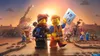The LEGO Movie 2 Videogame characters Emmet and Lucy stand in a desert-like environment with various LEGO structures and characters in the background. Náhled obrázku produktu