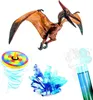 A collage of a pterodactyl toy, a spinning top, crystals, and a bubbling test tube. Anteprima dell’immagine prodotto