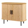 A wooden cabinet with two black handles and black legs, presented on a white background. Podgląd zdjęcia produktu