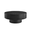 A black round coffee table with a fluted base and top, presented on a white background. Produktbild-Vorschau