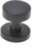 A black, round doorknob with a flat top and a circular base, shown against a white background. Podgląd zdjęcia produktu