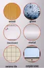 A collage of different surfaces with labels. Produktbild-Vorschau