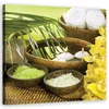 Leinwandbild Blumen Palme Kerze 40x40 Feeby Grün bild für Produktbild-Vorschau 1