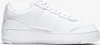A white Nike Air Force 1 Shadow sneaker is shown from a side angle against a white background. Produktbild-Vorschau
