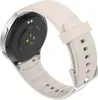 The back of a smartwatch with a white strap is shown against a white background. Produktbild-Vorschau