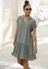s.Oliver Blusenkleid mit Volant am Rock khaki Größe 50 Produktbild-Vorschau 3
