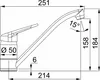 A technical drawing of a kitchen faucet with dimensions and angles indicated. Náhľad obrázku produktu