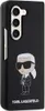 A black phone case with a cartoon illustration of Karl Lagerfeld and his name printed on it. Podgląd zdjęcia produktu