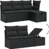 vidaXL 10-tlg. Garten-Sofagarnitur mit Kissen Schwarz Poly Produktbild-Vorschau 3