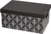 A storage box with a lid, featuring a black lid and a black base with a white damask pattern. Podgląd zdjęcia produktu