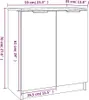 A diagram showing the dimensions of a cabinet. Voir les images du produit