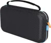 A black protective case with a carbon fiber texture and blue and orange zipper accents. Produktbild-Vorschau