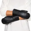 Damen Handschuhe Fäustlinge aus Lammfell Patchwork Produktbild-Vorschau 4