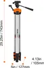 A tripod stand for a laser level, shown with dimensions indicated. Podgląd zdjęcia produktu