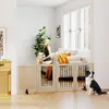 Absperrgitter Hund freistehend faltbar mit Tür, MDF Stahl, Produktbild-Vorschau 2