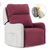 A burgundy and white electric recliner chair with a close-up inset showing the massage mechanism. Anteprima dell’immagine prodotto