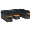 Design 10-tlg. Garten-Sofagarnitur mit Kissen Schwarz Poly Produktbild-Vorschau 2
