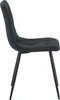 Side view of a dark gray upholstered dining chair with black metal legs. Náhled obrázku produktu