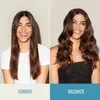 A split image showing a woman's hair before and after using a hair product. The left side shows straight hair, and the right side shows wavy hair. Text labels indicate 'VORHER' (Before) and 'NACHHER' (After). Voir les images du produit