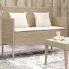 vidaXL Gartenbank mit Kissen Beige Poly Rattan Produktbild-Vorschau 2