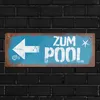 Zum Pool Pfeil links Metallschild L in 10,5x28cm in Produktbild-Vorschau 7