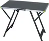 A foldable work table with a dark gray surface and a silver frame, shown from a front-side angle against a white background. Produktbild-Vorschau