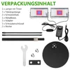 A flat lay of plant grow light components and accessories, with a list of contents in German. Náhled obrázku produktu