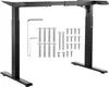 A black electric standing desk frame and its assembly hardware are displayed against a white background. Náhled obrázku produktu