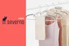 A split image showing a logo and brand name on the left and clothing on hangers on the right. Voir les images du produit