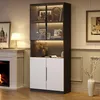 Moderne minimalistische Vitrine mit Glastüren, Hochschrank Produktbild-Vorschau 1
