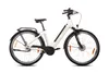 A studio shot of a cream white electric bicycle against a white background. Produktbild-Vorschau