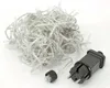 A tangled string of clear LED lights with a black power plug and a connector. Produktbild-Vorschau
